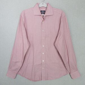 Cafe Coton Dress Shirt Mens 16 Red Microcheck Long Sleeve Button Up